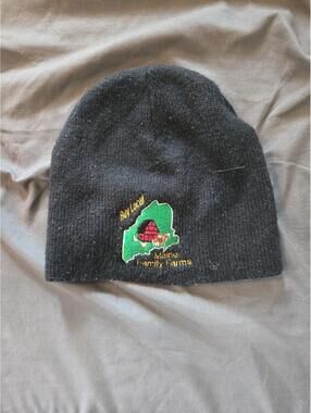 Maine Family Farms 'Buy Local' Embroidered Black Knit Beanie